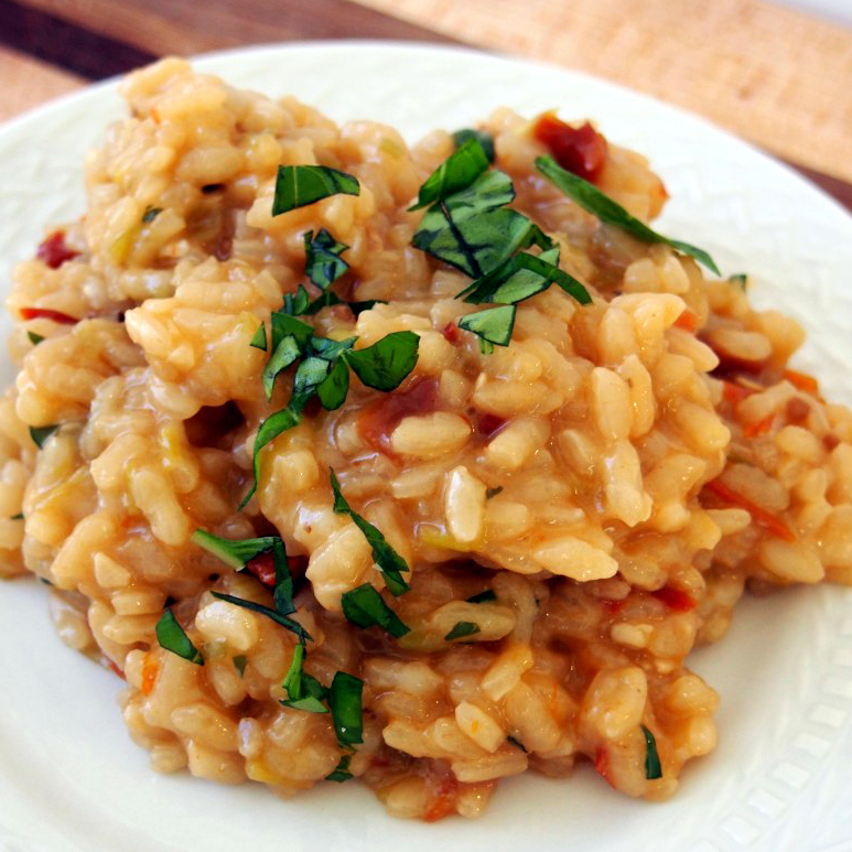 Sundried Tomato Leek and Basil Risotto