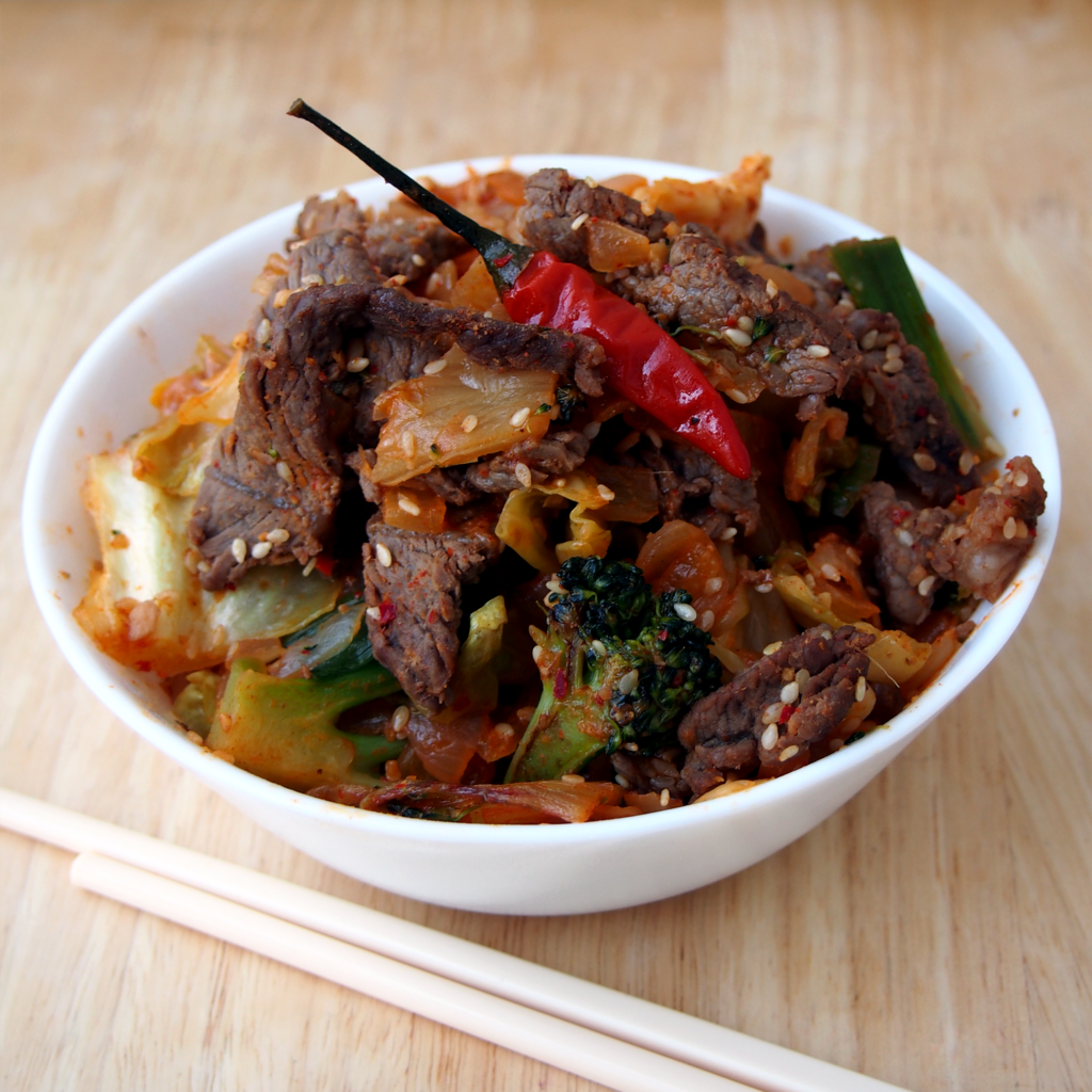 Korean beef with kimchi