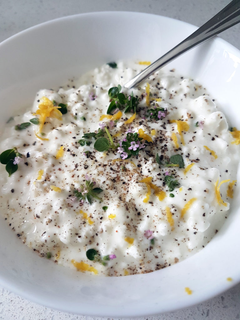 Cottage Cheese with Lemon Zest and Fresh Thynme