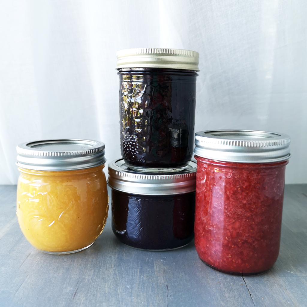 Vanilla Peach, Blueberry, Strawberry Jam