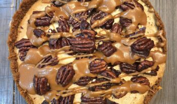 Pumpkin Cheesecake with Candied Pecans