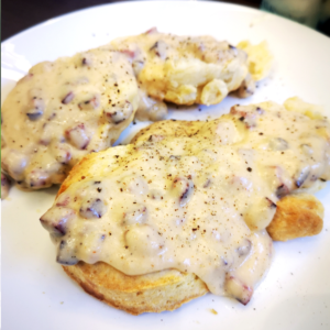 Sausage Gravy Over Biscuits